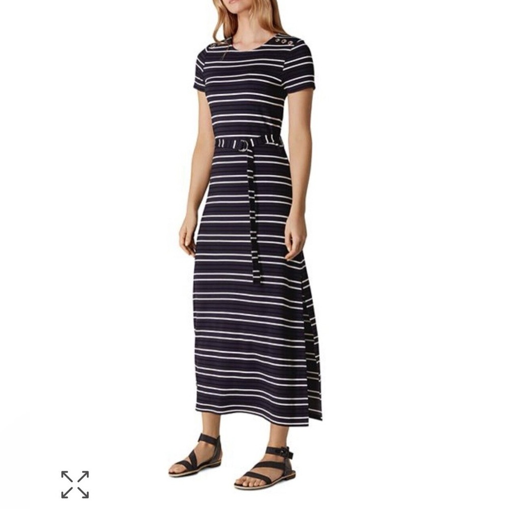 Karen Millen Navy and White Striped Maxi Dress